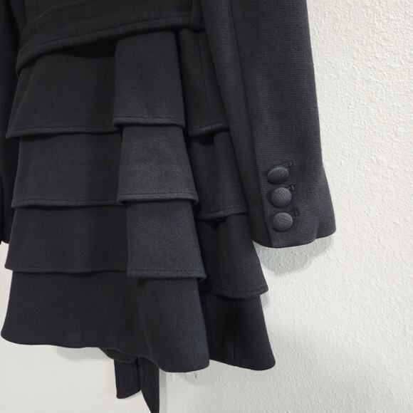 INC International Concepts Cotton Tiered Peplum Peacoat Black Multiple Flaws - Picture 4 of 12